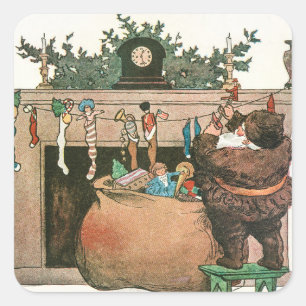 Vintage Weihnachtskunst Quadratischer Aufkleber