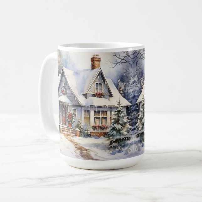 Vintage Weihnachtslandschaft im alten Stil - Tasse (Vorderseite Links)