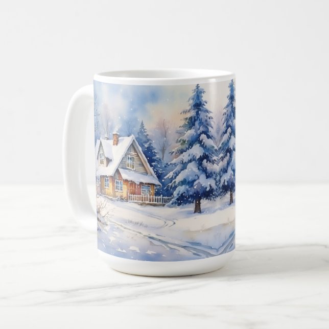 Vintage Weihnachtslandschaft im alten Stil - Tasse (Vorderseite Links)