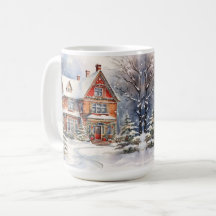 Vintage Weihnachtslandschaft im alten Stil - Tasse