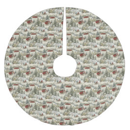 Vintage Weihnachtslandschaft Polyester Weihnachtsbaumdecke