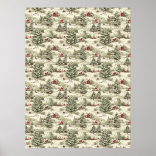 Vintage Weihnachtslandschaft Winterlandschaft Poster