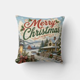 vintage Weihnachtslandschaftskissen Kissen