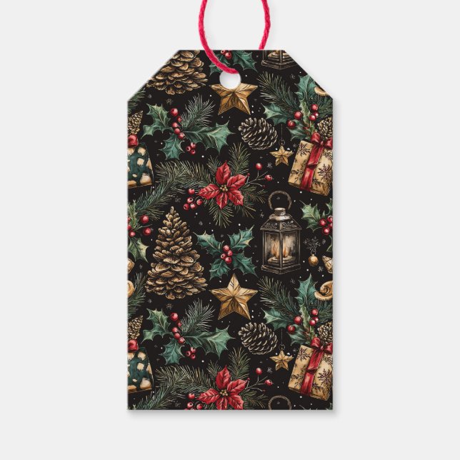 Vintage-Weihnachtslaternen Geschenkanhänger (Vorderseite)
