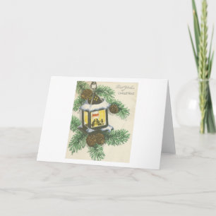 Vintage-Weihnachtslaternenkarte Feiertagskarte