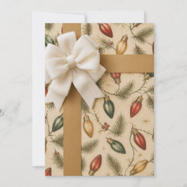 Vintage-Weihnachtslichter-Geschenkpapier | Elegant Einladung