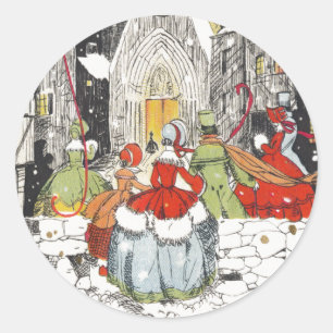 Vintage-Weihnachtslied-Sänger-Aufkleber Runder Aufkleber