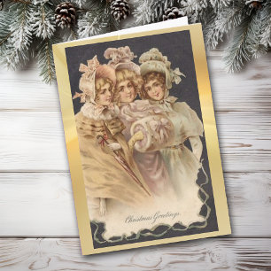 Vintage-Weihnachtslied-Sängerinnen-Karte im viktor Feiertagskarte
