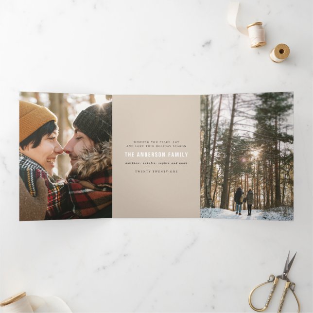 Vintage Weihnachtslieder im Foto Dreifach Gefaltete Urlaubskarte (Innenseite)