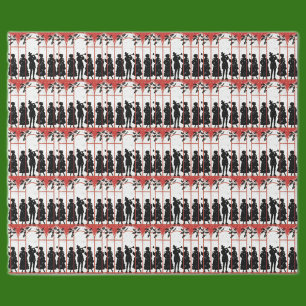 Vintage-Weihnachtsliedersänger-Silhouette-Illustra Geschenkpapier