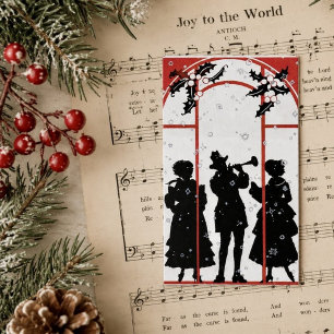 Vintage-Weihnachtsliedersänger-Silhouette-Illustra Visitenkarte