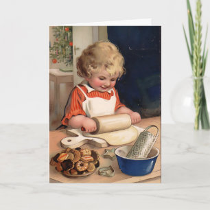 Vintage-Weihnachtsmädchen, das benutzerdefinierte Karte