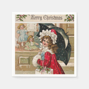 Vintage-Weihnachtsmädchen-Feiertags-Papier-Serviet Serviette
