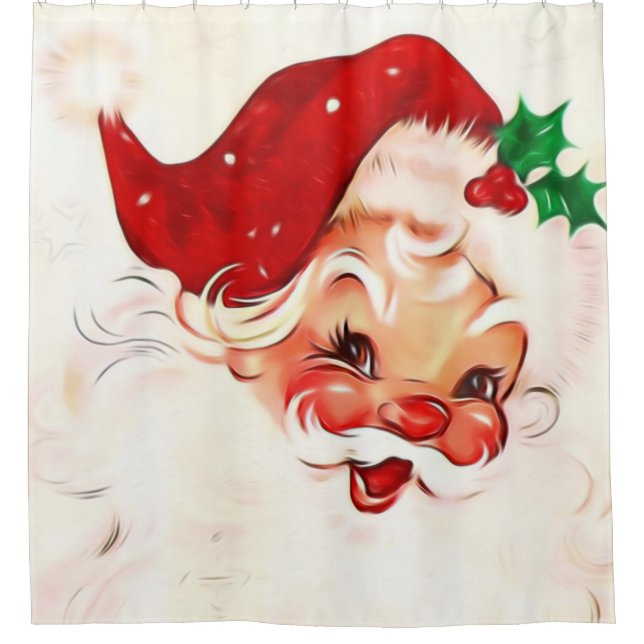Vintage Weihnachtsmann 4 Duschvorhang (Vorderseite)