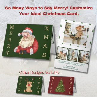 Vintage Weihnachtsmann 4 Foto Feiertagskarte