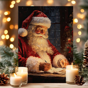 Vintage Weihnachtsmann am Schreibtisch Weihnachten