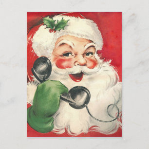 Vintage Weihnachtsmann am Telefon Feiertagspostkarte