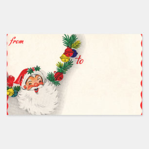 Vintage-Weihnachtsmann-An-/Absender-Aufkleber Rechteckiger Aufkleber