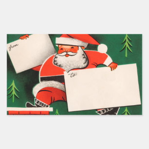 Vintage-Weihnachtsmann-An-/Absender-Aufkleber Rechteckiger Aufkleber