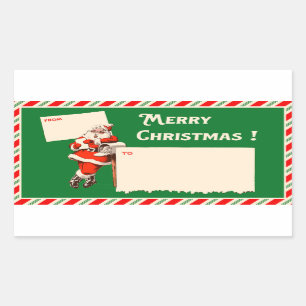 Vintage-Weihnachtsmann-An-/Absender-Aufkleber Rechteckiger Aufkleber