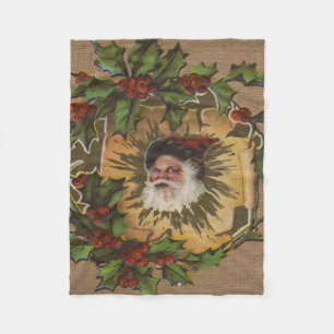 Vintage Weihnachtsmann Antik Stechpalme Weihnachte Fleecedecke