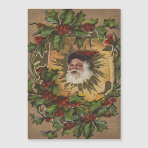 Vintage Weihnachtsmann Antik Stechpalme Weihnachte Magnetkarte