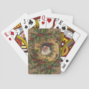 Vintage Weihnachtsmann Antik Stechpalme Weihnachte Spielkarten