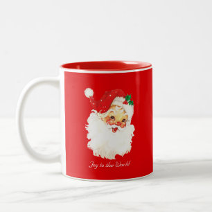 Vintage Weihnachtsmann auf roter zweitöniger Kaffe Zweifarbige Tasse