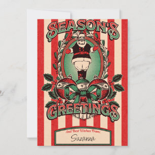 Vintage Weihnachtsmann. Bearbeitbare Weihnachtskar Einladung