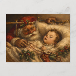 Vintage-Weihnachtsmann-Bettzeit-Weihnachts-Ölgemäl Postkarte