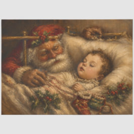 Vintage-Weihnachtsmann-Bettzeit-Weihnachts-Ölgemäl Seidenpapier