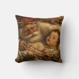Vintage-Weihnachtsmann-Bettzeit-Weihnachtsölgemäld Kissen
