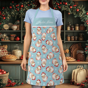Vintage Weihnachtsmann Blaue Weihnachten Küche Schürze