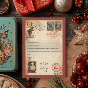 Vintage-Weihnachtsmann-Briefvorlage Retro-Nordpo Einladung