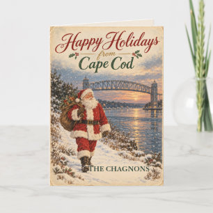 Vintage-Weihnachtsmann-Cape-Cod-Weihnachtsgrußkart Karte