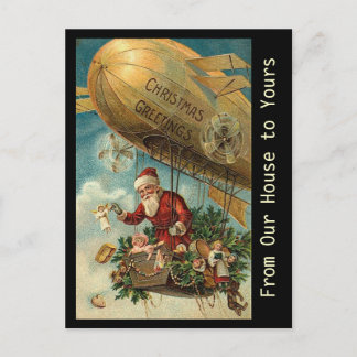 Vintage-Weihnachtsmann-Christmas-Blimp - Postkarte