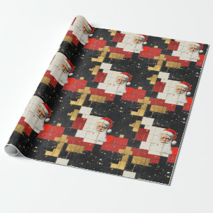 Vintage-Weihnachtsmann-Collage Geschenkpapier