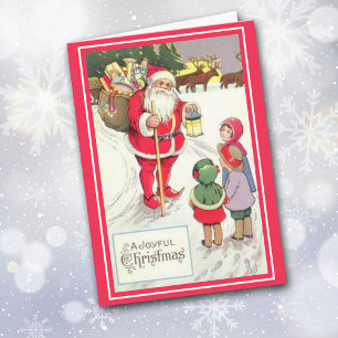 Vintage-Weihnachtsmann-Elfenkarte aus der viktoria Feiertagskarte