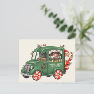 Vintage-Weihnachtsmann-Express-Lieferwagen Weihnac Feiertagspostkarte