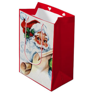 Vintage Weihnachtsmann Father Christmas Mittlere Geschenktüte
