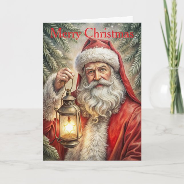 Vintage Weihnachtsmann Feiertagskarte (Vorderseite)