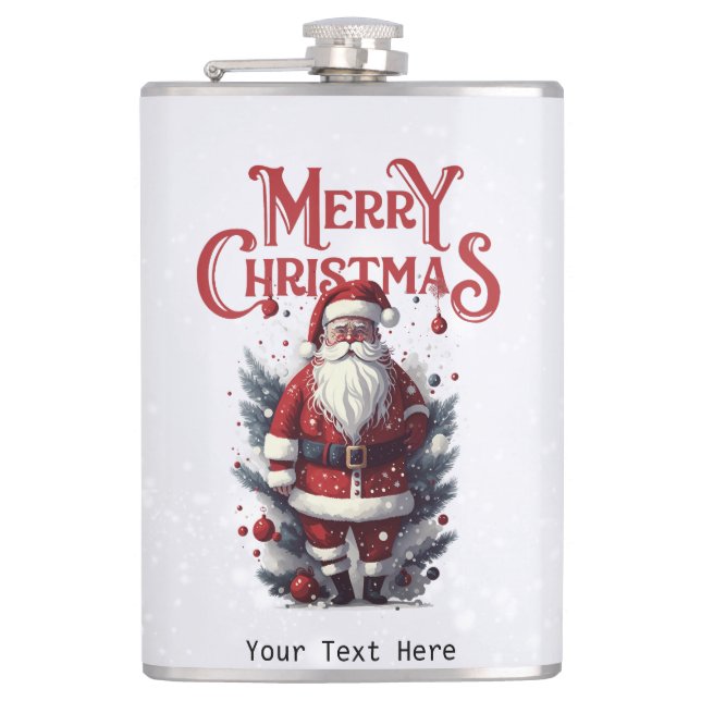 Vintage Weihnachtsmann Flachmann (Vorderseite)