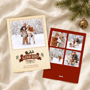 Vintage Weihnachtsmann-Foto-Collage-Weihnachtskart Feiertagskarte