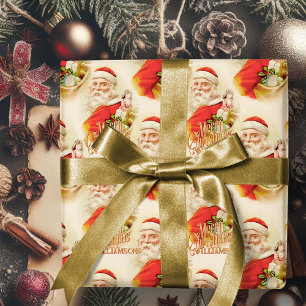 Vintage-Weihnachtsmann-Frohe-Weihnachten-Geschenkp Geschenkpapier