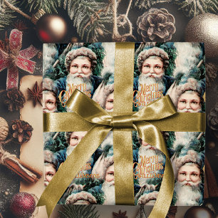 Vintage-Weihnachtsmann-Frohe-Weihnachten-Geschenkp Geschenkpapier