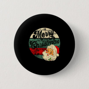 Vintage Weihnachtsmann Frohe Weihnachten Gesicht A Button