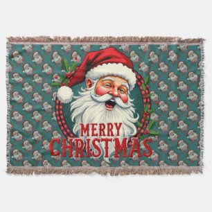 Vintage-Weihnachtsmann-Frohe-Weihnachten-Illustrat Decke