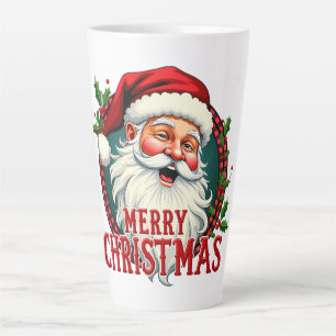 Vintage-Weihnachtsmann-Frohe-Weihnachten-Illustrat Milchtasse