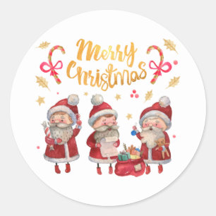 Vintage-Weihnachtsmann-Frohe-Weihnachten-Kunst Runder Aufkleber