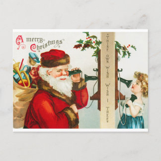 Vintage Weihnachtsmann Frohe Weihnachten Postkarte